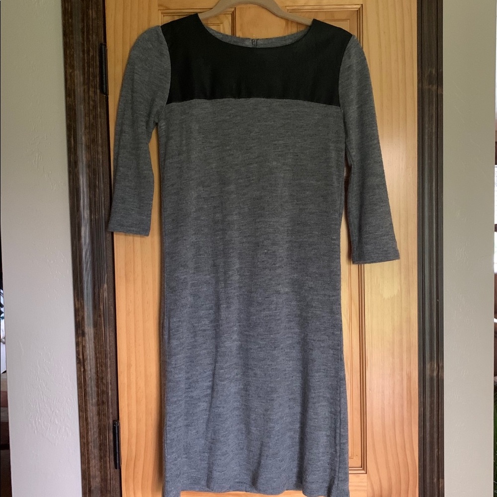 THML faux leather trimmed knit dress XS
